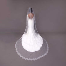 Load image into Gallery viewer, LUXURY SOFT  Cathedral Veil with Chantilly French lace.
