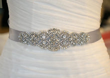 Load image into Gallery viewer, This gorgeous rhinestone belt will be definitely add a touch of sparkle and glamour to bridal or bridesmaid dress!Get this beautiful wedding belt sash for you wedding day!

